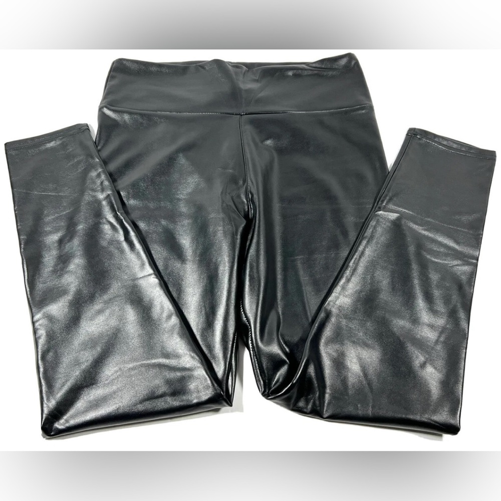 Spanx High Rise Faux Leather Leggings Size Large Black